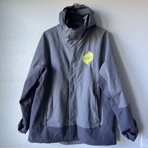 Eddie Bauer WeatherEdge Waterproof Rain Jacket Mens XL Gray Hooded Shell Coat
